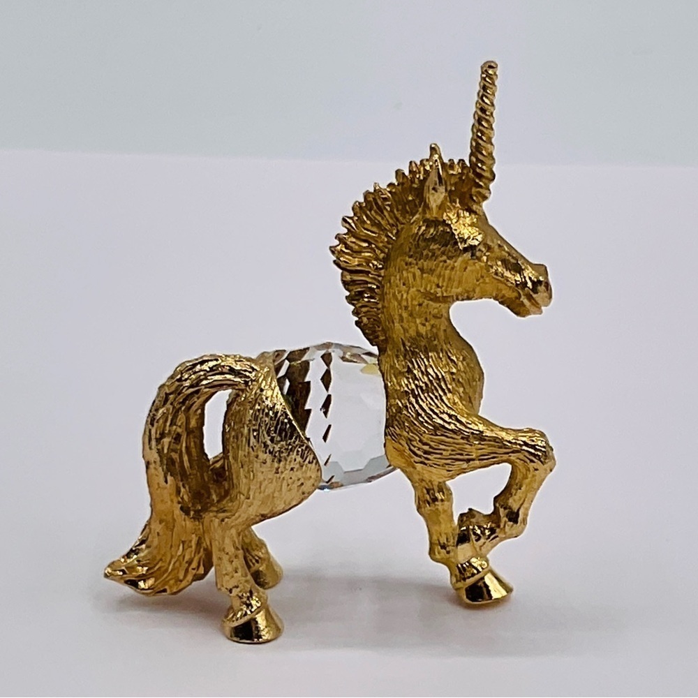 Vintage Unicorn Miniature Faceted Crystal Belly Gold Plated Metal 1983 IFS Figur - Picture 8 of 10